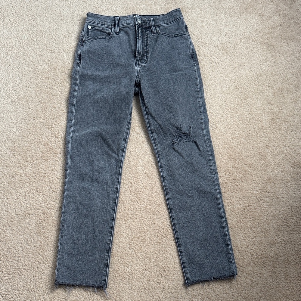 Madewell Women's Straight Leg Distressed Black Jeans